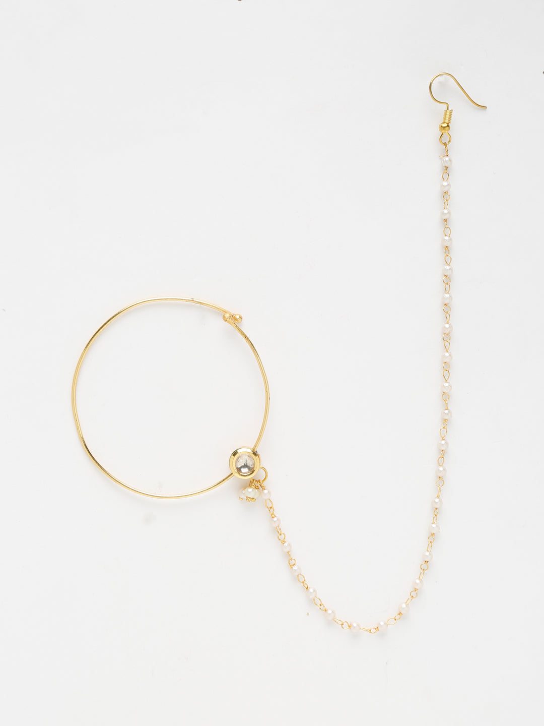 Gold Plated Kundan Nose Ring - Ruby Raang - Distacart