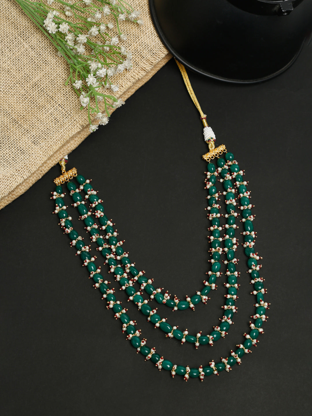 Long Stone Layered Neckpiece - Ruby Raang - Distacart