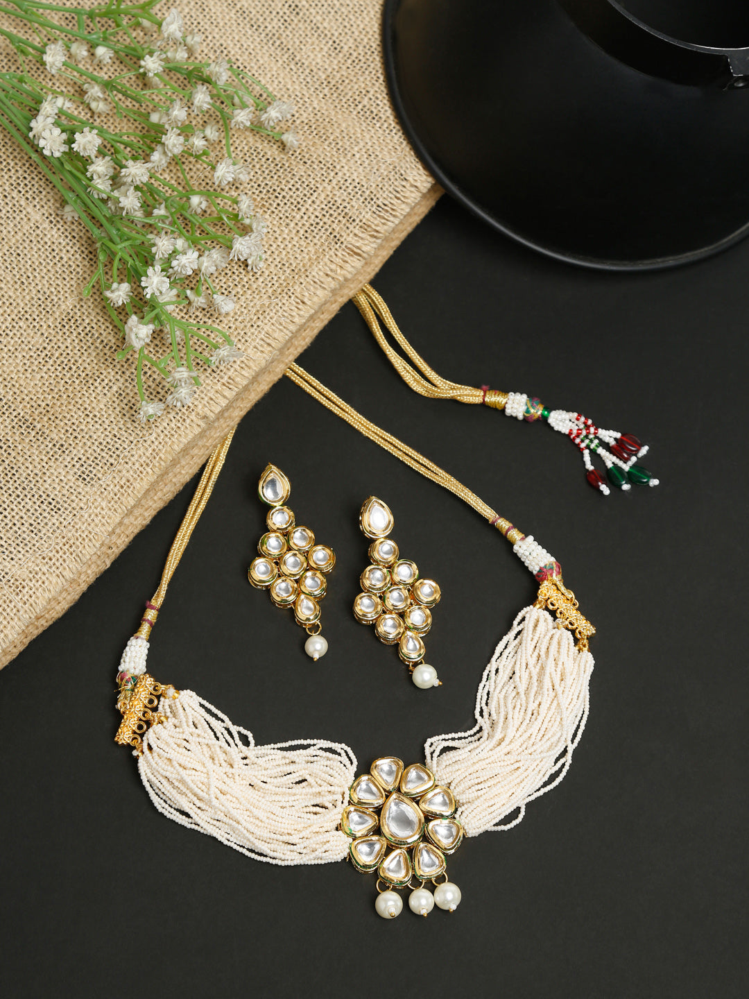 Kundan Choker With Earrings - Ruby Raang - Distacart