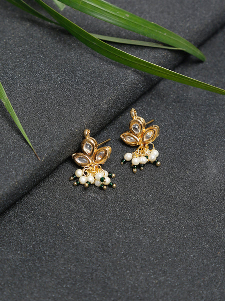 Gold Plated Kundan Studs - Ruby Raang - Distacart