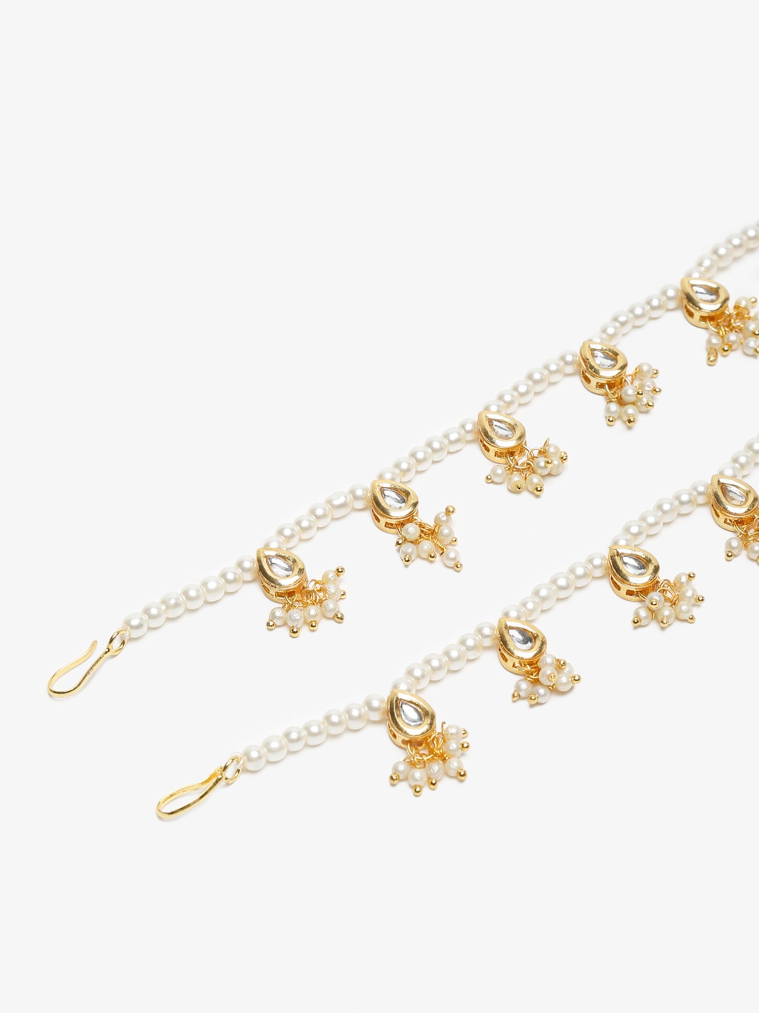 Women's White Gold Pearl Anklets - Ruby Raang - Distacart