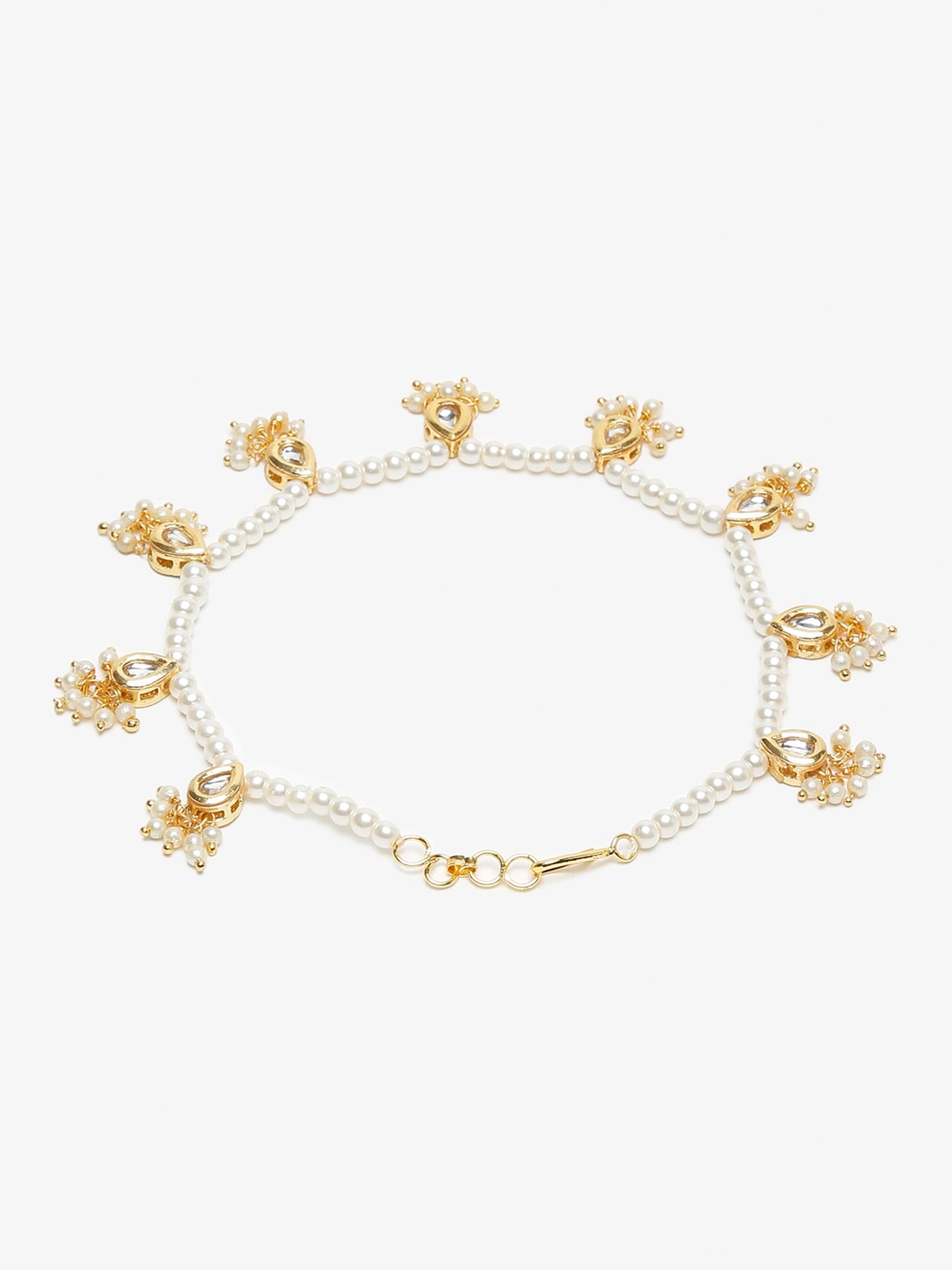 White Gold Plated Anklets Set Of 2 - Ruby Raang - Distacart