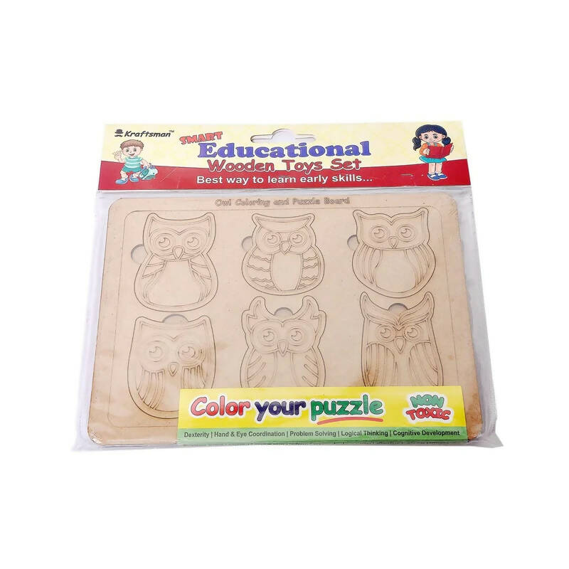 Kraftsman Owl Shapes Puzzle Board | Color Kit Included - Distacart