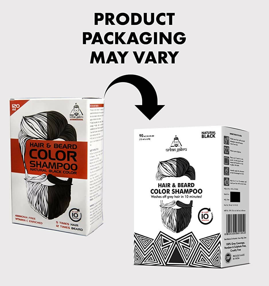Urbangabru Hair & Beard Color Shampoo - Natural Black - Distacart