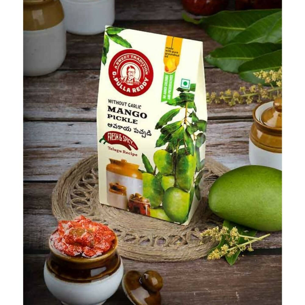 Pulla Reddy Mango Pickle Without Garlic - Distacart