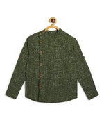 Thumbnail for Manet Boys Full Sleeves Dot Printed Ethnic Shirt - Olive Green - Distacart