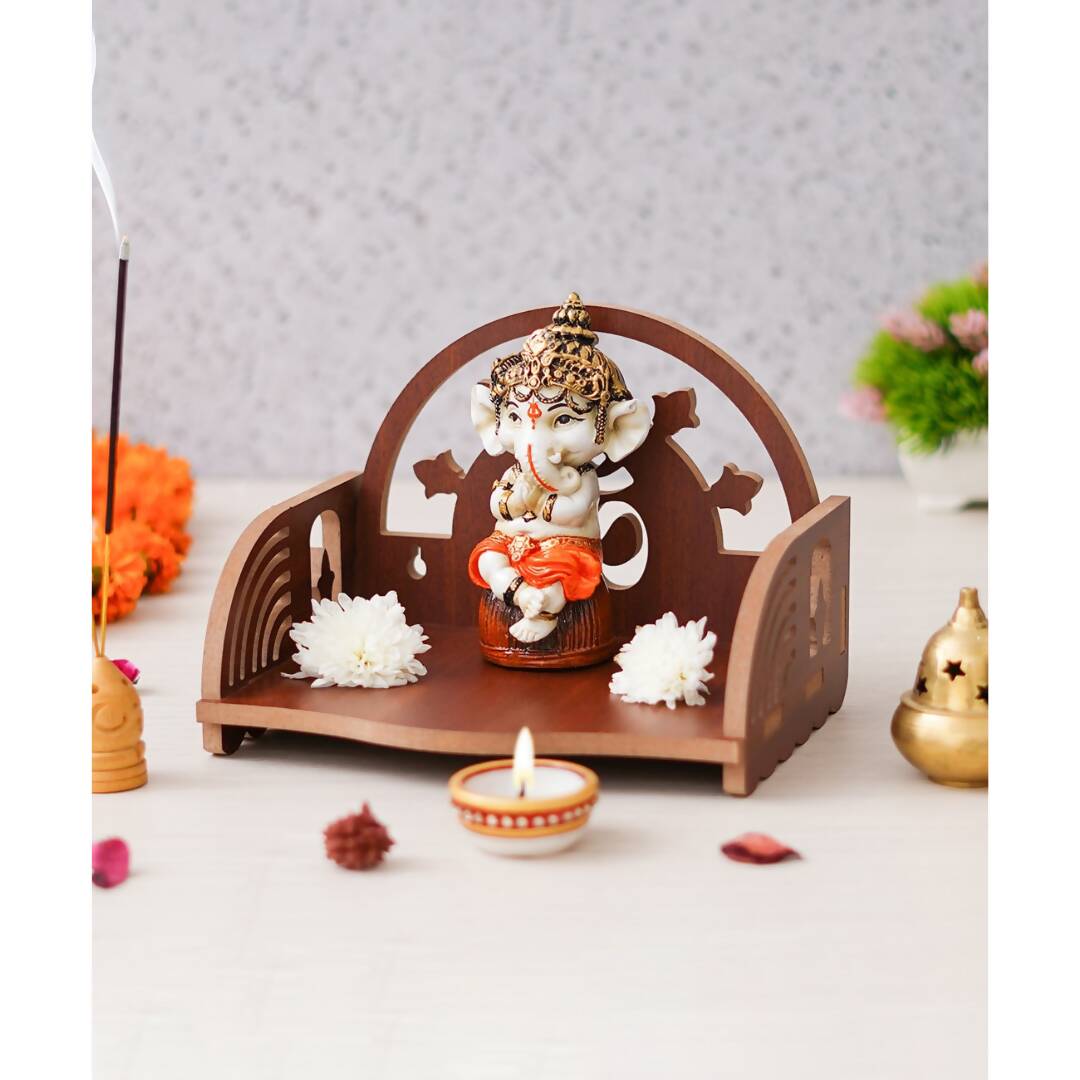 eCraftIndia Brown MDF Wooden Pooja Temple - Distacart