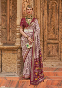 Thumbnail for Lavender Silk Geometric Printed Saree With Unstitched Blouse Piece - Aanchal - Distacart