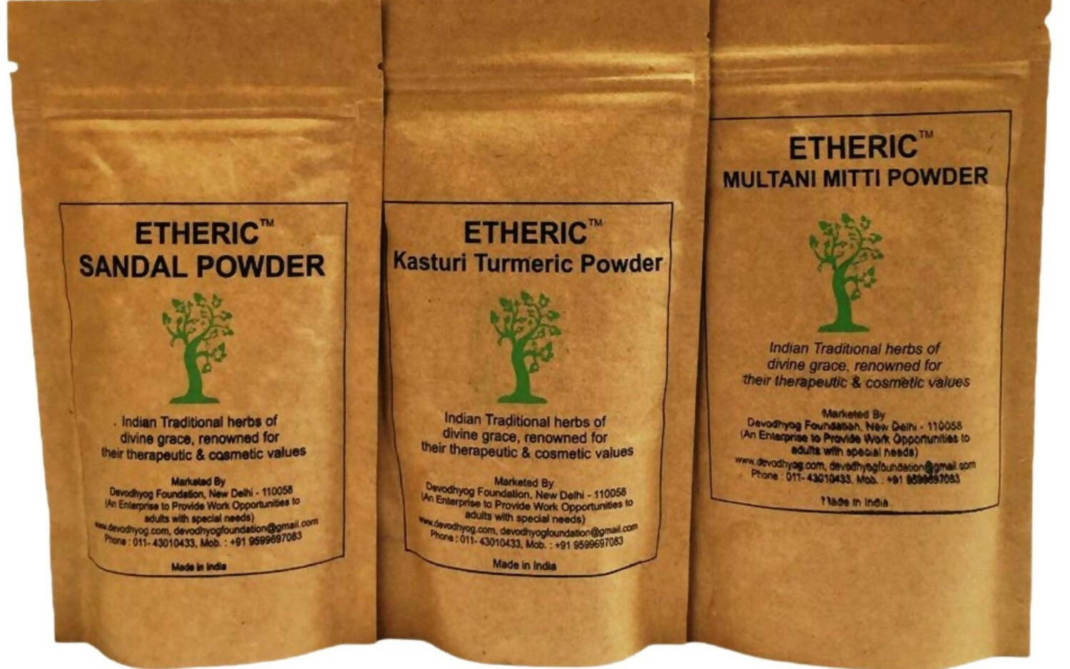 Etheric Kasturi Turmeric, Sandal & Mulatni Mitti Face Pack for Glowing Skin, Skin Whitening & Pimples - Distacart