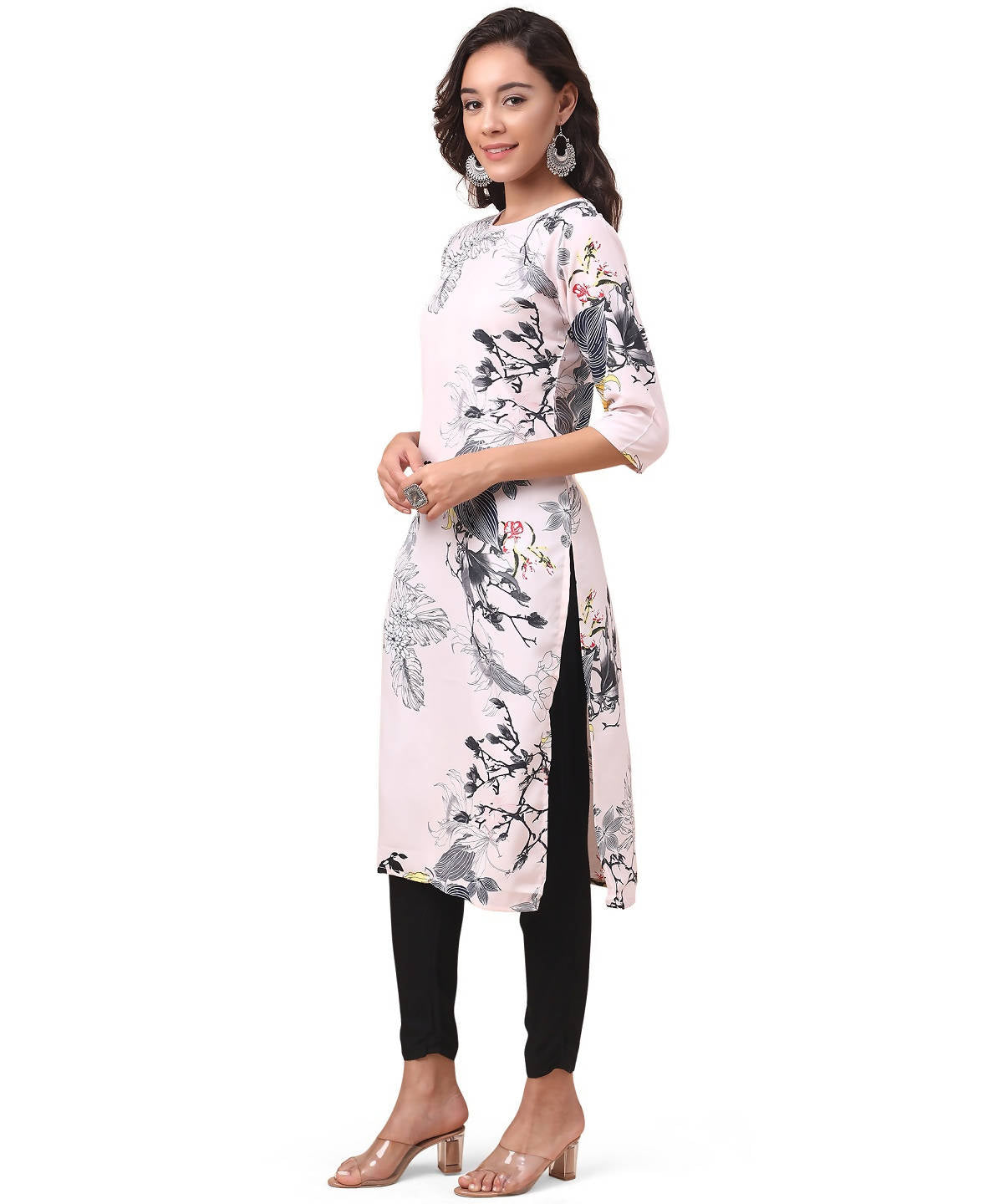 Vamika Cream French Crepe Printed Party Wear/Casual Wear Kurti - Distacart