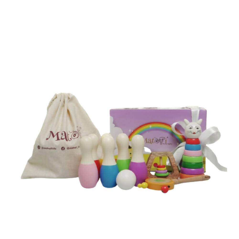 Matoyi Trapezium Rattle & Cat Stacker & Flat disk Rattle & Color Bowling Pin For Kids - Distacart