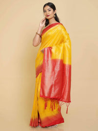 Thumbnail for Kalamandir Ethnic Motifs Yellow Silk Blend Saree