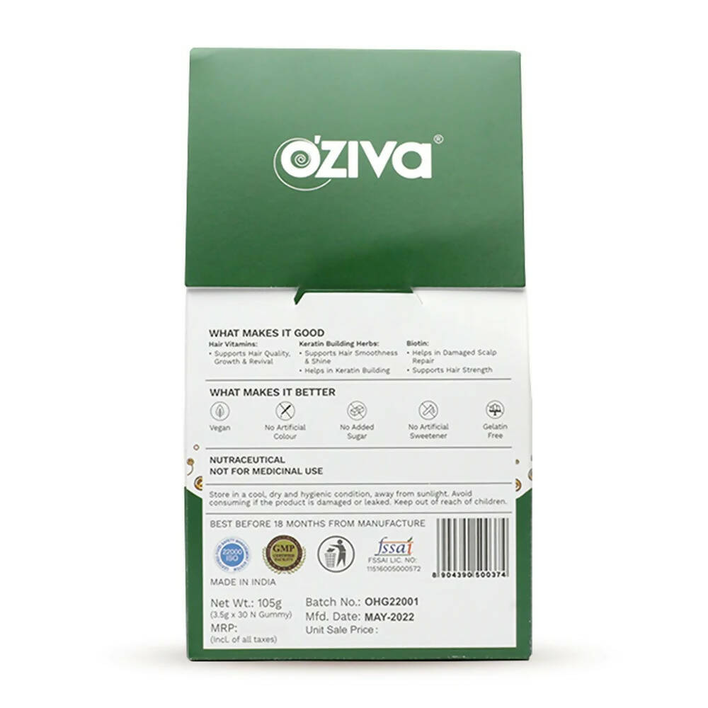 OZiva Biotin Hair Multivitamins Gummies-Kaccha Aam Flavor - Distacart