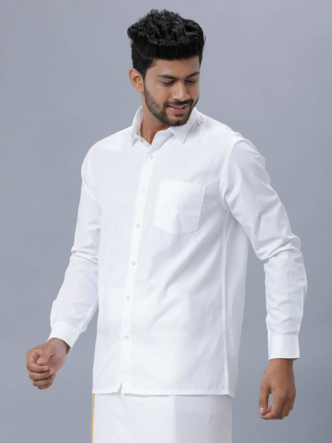 Ramraj Cotton Mens Full Sleeve Formal Poly cotton White Shirt - Distacart
