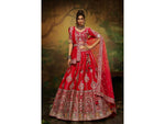 Thumbnail for House of Panchhi Red Pure Silk Moti & Zarkan heavy embroidery Lehenga choli & Dupatta - Distacart