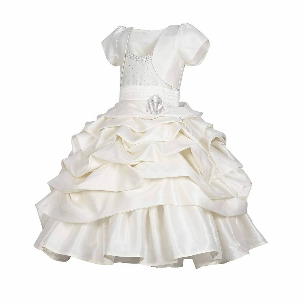 Asmaani Baby Girl's Off-white Colour Satin A-Line Maxi Full Length Dress (AS-DRESS_22116) - Distacart