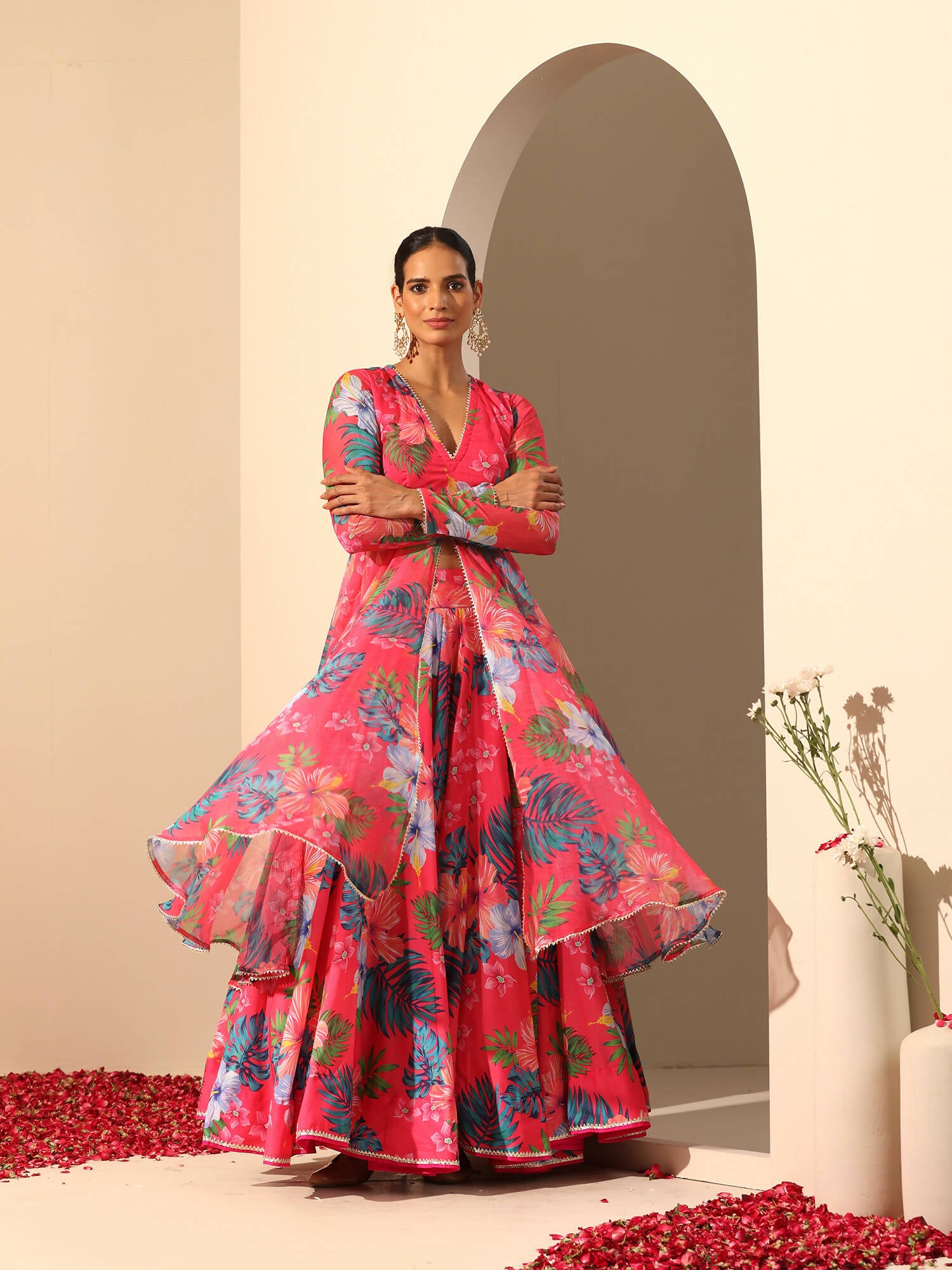 Pomcha Jaipur Pink Gul Qudrat Lehenga Set - Distacart