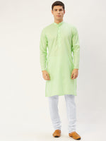Thumbnail for Jompers Men's Lime Cotton Solid Kurta Only