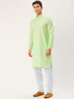 Thumbnail for Jompers Men's Lime Cotton Solid Kurta Only