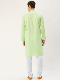 Thumbnail for Jompers Men's Lime Cotton Solid Kurta Payjama Sets