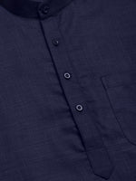 Thumbnail for Jompers Men's Navy Cotton Solid Kurta Only