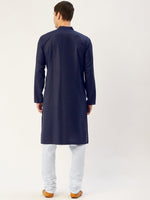 Thumbnail for Jompers Men's Navy Cotton Solid Kurta Payjama Sets