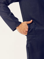 Thumbnail for Jompers Men's Navy Cotton Solid Kurta Only
