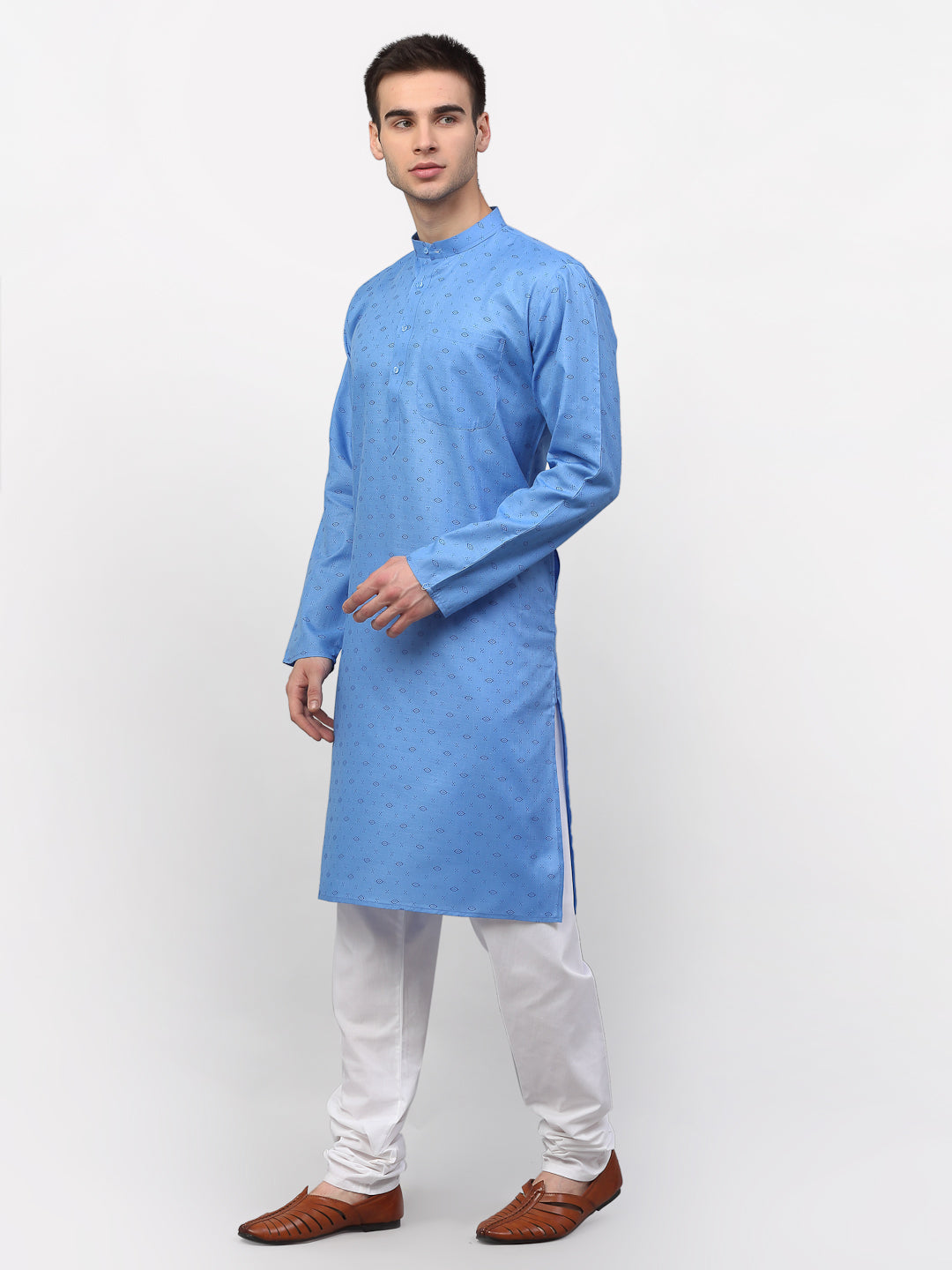 Jompers Men's Sky Printed Cotton Kurta Only