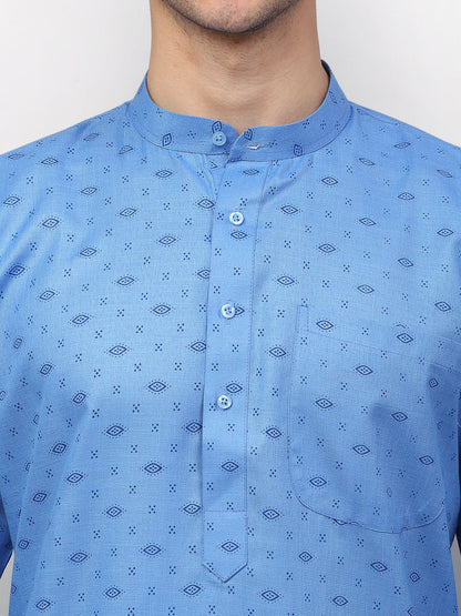 Jompers Men's Sky Printed Cotton Kurta Payjama Sets