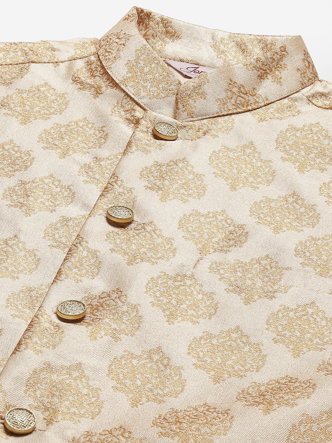 Jompers Men's Beautiful Cream Printed Nehru Jacket