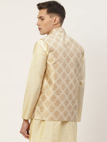 Thumbnail for Jompers Men's Beautiful Cream Printed Nehru Jacket