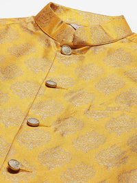 Thumbnail for Jompers Men's Beautiful Mustard Printed Nehru Jacket