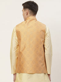 Thumbnail for Jompers Men's Peach Printed Nehru Jacket