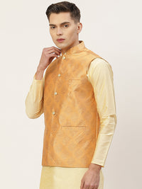 Thumbnail for Jompers Men's Peach Printed Nehru Jacket