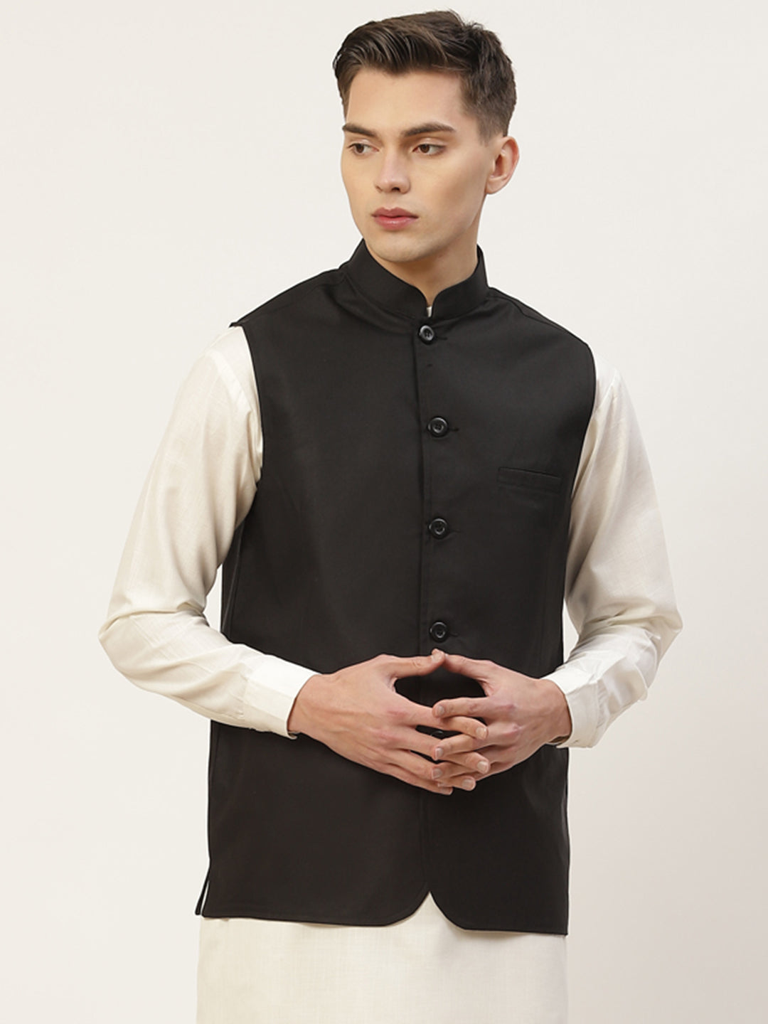 Jompers Men's Beautiful Black Solid Nehru Jacket