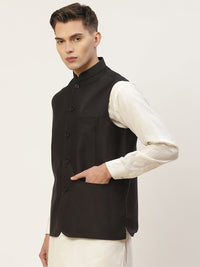 Thumbnail for Jompers Men's Beautiful Black Solid Nehru Jacket