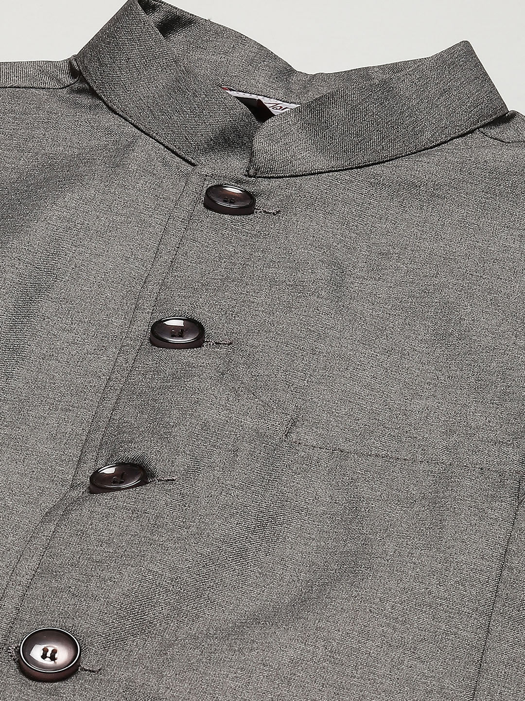 Jompers Men's Charcoal Solid Nehru Jacket