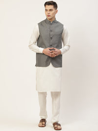 Thumbnail for Jompers Men's Charcoal Solid Nehru Jacket