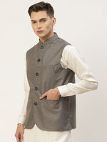 Thumbnail for Jompers Men's Charcoal Solid Nehru Jacket