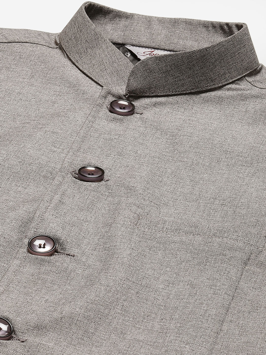 Jompers Grey Solid Nehru Jacket For Men