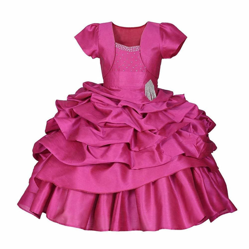 Asmaani Baby Girl&#39;s Pink Colour Satin A-Line Maxi Full Length Dress (AS-DRESS_22118) - Distacart