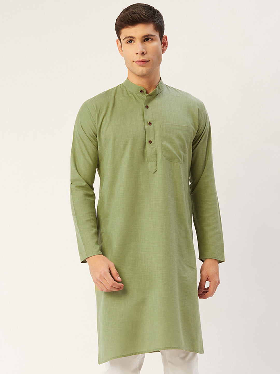 Jompers Men's Pista Cotton Solid Kurta Only