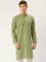 Thumbnail for Jompers Men's Pista Cotton Solid Kurta Only