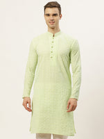 Thumbnail for Jompers Men's Green Embroidered Kurta Only