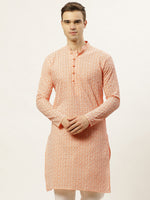 Thumbnail for Jompers Men's Orange Embroidered Kurta Only