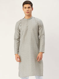Thumbnail for Jompers Men's Grey Cotton printed kurta Only