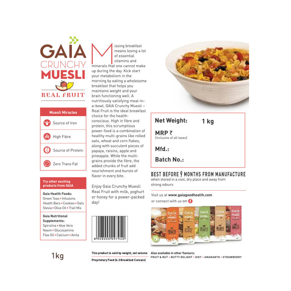 Gaia Crunchy Muesli–Real Fruit