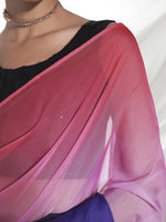 Thumbnail for Purple Organza Solid Saree With Unstitched Blouse Piece - Shanaya - Distacart