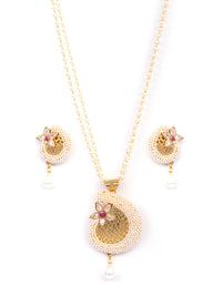 Thumbnail for Priyaasi Women Pearls Beads Gold Plated Floral Jewellery Set - Distacart