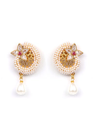 Thumbnail for Priyaasi Women Pearls Beads Gold Plated Floral Jewellery Set - Distacart
